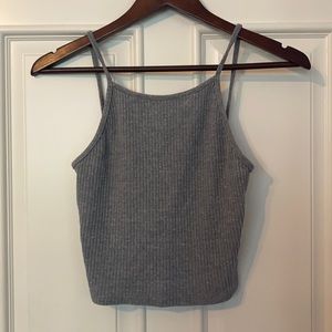Ribbed gray halter top